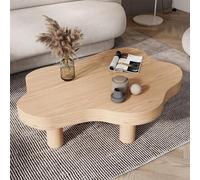 KRXSOBNV, Tavolino da caffè moderno a forma di nuvola, con legno irregolare, angolare rotondo, spesso, 3 gambe, mobili per soggiorno, design unico, poggiapiedi (naturale, 90 x 60 x 40 cm)