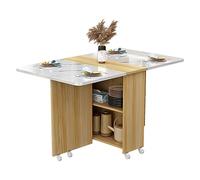 KRXSOBNV, Tavolo da pranzo pieghevole con contenitore, tavolo pieghevole, tavoli ribaltabili for piccoli spazi con ruote mobili, 2 ripiani portaoggetti aperti ,Tavolo da pranzo pieghevole