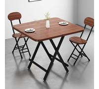 KRXSOBNV, Tavolo da pranzo pieghevole portatile, tavolino da esterno pieghevole con piano spesso, struttura in metallo ,Tavolo da pranzo pieghevole(Brown,70cm/27.5in)