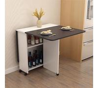 KRXSOBNV, Tavolo da pranzo pieghevole salvaspazio, tavolo mobile a ribalta con 6 ruote, tavolo versatile allungabile pieghevole con 2 ripiani aperti ，Tavolo da pranzo pieghevole(Black+white c,L 120cm)