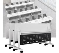 KRXSOBNV, Tavolo di utilità mobile, tavolo da lavoro for formazione con rotelle ribaltabile 3 pezzi ruote silenziose, adatto ufficio, sala riunioni, classe,Tavoli da conferenza(140x60x75cm)