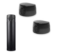 Kryloris 2 tappi di ricambio per borraccia, colore nero, chiusura a 1 clic per borracce adatte da 1000 ml, design a prova di perdite, come ricambio per borraccia sportiva e borraccia nella vita di