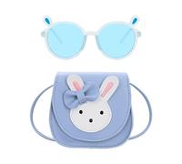 KRYMSON 1 borsa per bambini a forma di coniglio, 1 pezzo con occhiali da sole per bambini, borsa a tracolla per bambini, simpatica borsa a tracolla per animali da 2 a 10 anni (blu), Blu