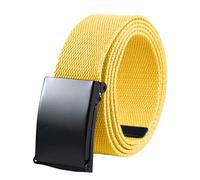 KRYMSON 1 cintura in maglia gialla, cintura allungata da 140 cm, cintura da golf da uomo, cintura in tela, semplice tinta unita, giallo., 3.8*140cm