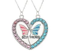 KRYMSON 1 coppia di collane con farfalle, collane per sorelle, collane di amicizia per ragazze, collane magnetiche, regali coordinati per amiche e migliori amiche