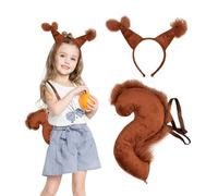 KRYMSON 1 fascia per orecchie di scoiattolo e 1 accessorio per coda di scoiattolo, set per orecchie di animali, adatto per feste di compleanno, cosplay, ecc, marrone scuro., geeignet für die meisten