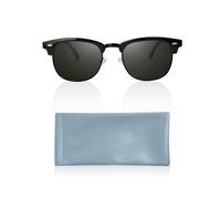 KRYMSON 1 paio di occhiali da sole semicircolare + 1 tasca per occhiali, occhiali da sole retrò con borchie da viaggio, occhiali da sole polarizzati, occhiali da pilota, occhiali da sole unisex