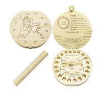 KRYMSON 1 scatola di legno per conservare i denti da latte, bottiglia dei desideri con morsetti, scatola di immagazzinaggio per denti da latte, scatola di souvenir da collezione, adatta per ragazzi e