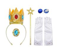 KRYMSON 1 set di accessori per costume da principessa Peach, costume da principessa fiabesco, travestimento per carnevale, Halloween, Natale, feste e ballo di fine anno per ragazze., multicolore,