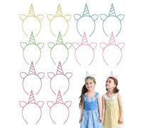 KRYMSON 12 fasce per capelli con unicorno, per bambini, per feste, compleanni, mascherate (sei colori)