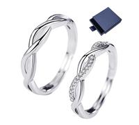 KRYMSON 2 anelli, 1 scatola per anelli, eleganti anelli in argento, anelli di promessa, anelli per uomini e donne, stile regolabile, perfetto per anniversari, matrimoni, Fibra Sintetica