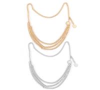 KRYMSON 2 catene a vita rotonde multistrato di marca dorate e argentate, da donna, per pirata, per catena, per corsetto, a vita retrò, Oro/ Argento, Umfang 105 cm