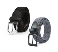 KRYMSON 2 cinture a maglia tessitura, cintura elastica regolabile, fascia elastica con fibbia ad ardiglione, cintura web vintage, cintura da uomo, adatta per abbigliamento casual e formale, Nero e