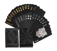 KRYMSON 2 mazzi di carte da gioco nere, 54 carte da gioco in plastica, impermeabili, set da gioco di carte, per casa, feste, cene
