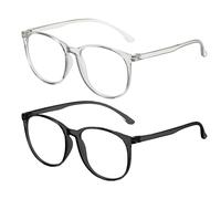 KRYMSON 2 occhiali con montatura rotonda, anti-luce blu, anti-UV, per uomo e donna, adatti per viaggi e abbigliamento da festa