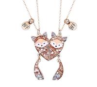 KRYMSON 2 pezzi, collana dell'amicizia con volpe, magnetica, migliore amica, regalo per la migliore amica, collana con ciondolo a forma di cartoni animati, Metallo