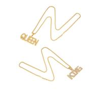 KRYMSON 2 Pezzi Collana Hip-Hop in Oro da Uomo, Catena Grande, Ciondolo Rapper King e Queen, Perfetta per Carnevale, Festa a Tema, Perla