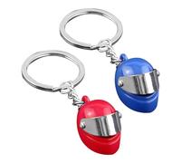 KRYMSON 2 Pezzi Portachiavi Casco Moto Decorativo - Regalo Perfetto per Compleanno o Vacanza, Blu/Rosso, 3*2*1,8 cm