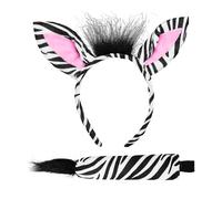 KRYMSON 2 pezzi zebra, fasce zebra, coda di zebra, costumi di animali per bambini e donne, accessori di travestimento per animali, adatti per feste, carnevale, nero, bianco, Taglia unica