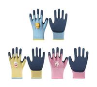 KRYMSON 3 Paia di Guanti per Bambini - da Giardinaggio e Allevamento Animali, in Lattice Antiscivolo, Unisex 6-9 Anni (Rosa, Blu, Giallo)