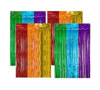 KRYMSON 4 tende in seta antipioggia, design piatto, tende decorative con nappe, sfondo arcobaleno, adatte per compleanni, matrimoni, feste, decorazioni arcobaleno