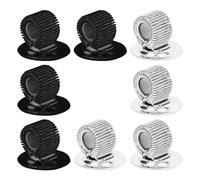 KRYMSON 8 pezzi, clip per penne magnetiche, in acciaio inox, supporto per penna magnetica, supporto girevole per auto, clip monoforo, adatto per uffici, insegnanti, studenti (nero, argento)