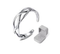 KRYMSON Anello Regolabile Unisex in Argento - Stile Vintage Con Scatola Portagioie Grigia - Gioielli da Donna - Ideale Come Regalo per le Vacanze