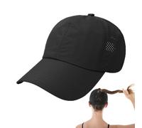 KRYMSON Berretto da Donna da Corsa, Cappello da Baseball Nero, Coda di Cavallo, Sportivo ad Asciugatura Rapida, Regolabile per Sport e Vacanze