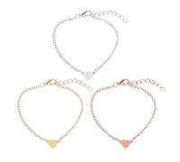 KRYMSON Bracciale piccolo dell'amore in 3 colori con 1 scatola nera, da donna, in argento, a forma di cuore, in argento 925, bracciale in metallo (oro, argento, oro rosa)