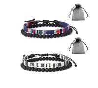 KRYMSON Bracciali Intrecciati e Borse Rosso Vernobere, Braccialetti Boho con Perline, Tibetani, da Spiaggia in Tessuto, 19 cm