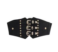 KRYMSON Cintura larga da donna, colore: nero e oro, elastico per stringere la vita, per vestiti, jeans, pirati, accessori per abbigliamento, taglia unica, Nero , Taglia unica