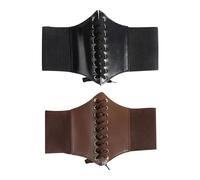 KRYMSON Confezione da 2 corsetti da donna elasticizzati corsetti larghi elastici in vita, corsetti pirata da donna, ampia cintura vintage Mid-Century (nero, marrone), nero, marrone, 67 cm