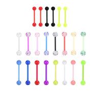 KRYMSON Confezione da 22 unghie colorate in acrilico, piercing per lingua, barrette per capezzoli, 14 g, piercing morbido per lingua, 16 mm