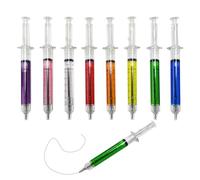 KRYMSON Confezione da 8 penne a sfera a forma di siringa in diversi colori con inchiostro nero