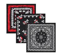 KRYMSON Set Bandana Pirata da 3 Pezzi, Bandana Casual Traspirante in Puro Cotone, Sciarpa con Teschio, Unisex, Accessori per la Guida in Moto