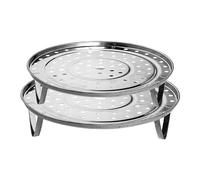 KRYMSON Set di 2 cesti a vapore in acciaio inox, set di cesti a vapore rotondi, scaffalatura da cucina, piastra a vapore pieghevole in acciaio inox, accessori da cucina