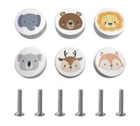 KRYMSON Set di 6 maniglie per porta per cameretta dei bambini, in legno, con viti, per mobili, cassetti e armadi