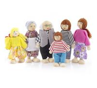 KRYMSON Set di 6 Personaggi in Legno per la Casa delle Bambole