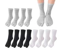 KRYMSON Tabi - Calzini per sandali, yoga, traspiranti, elastici, unisex, 6 paia (nero, bianco, grigio)