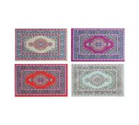 KRYMSON Tappeto per casa delle bambole, 4 pezzi, accessori per la casa delle bambole, tessuto, classico vivace, viola, rosso, verde, cachi