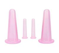 Kryoflare Set di coppettazione facciale in silicone, 4 pezzi, coppette massaggianti viso e occhi, strumento manuale per massaggio corpo e viso (2 piccole e 2 grandi) (rosa)