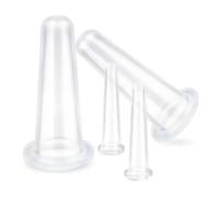 Kryoflare Set di coppettazione facciale in silicone, 4 pezzi, coppette massaggianti viso e occhi, strumento manuale per massaggio corpo e viso (2 piccole e 2 grandi) (trasparente)