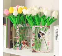 KRYSTHIA Set di 2 Vasi a Forma di Libro, Vaso a Forma di Libro per Fiori, Vaso in Acrilico a Forma di Libro per Tulipani, Piccoli Vasi Unici, Regalo Moderno per Amanti dei Libri per Ufficio, Soggiorno