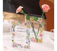 KRYSTHIA Set di 2 Vasi Libro, Vaso Libro per Fiori, Vasi in Acrilico a Forma di Libro per Tulipani, Piccoli Vasi Unici, Regalo Moderno per Amanti dei Libri per Ufficio, Soggiorno, Camera da Letto