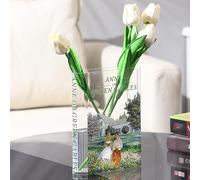 KRYSTHIA Vaso per libri in acrilico, vaso per fiori, vasi a forma di libro per tulipani, piccoli vasi per decorazione domestica, regalo per amanti dei libri per ufficio, soggiorno, camera da letto