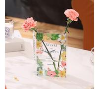 KRYSTHIA Vaso per Libri in Acrilico, Vaso Trasparente a Forma di Libro, Vasi Decorativi per Libri per Fiori, Vasi Unici per Tulipani, Regalo per Amanti dei Libri per Ufficio, Soggiorno, Camera da