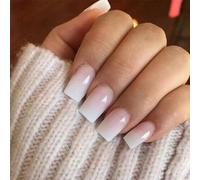 Kryzalite 24 Pezzi Ombre Rosa Unghie Impronte Corto Medio Misura Quadrata Da Incollare Unghie Bianche Rosa Artificiali per Manicure Francese