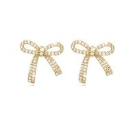 Kryzalite - Orecchini a fiocco con strass in oro 14K per donna, con catena di strass, orecchini con nappe, gioielli a goccia in cristallo a forma di fata, con confezione regalo