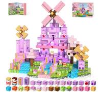 Kryzomat Costruzione magnetica per bambini 150 pezzi, blocco costruzione magnetica per 3+ anni, blocchi magnetici per ragazzo ragazza bambino, castello rosa regalo per Natale compleanno