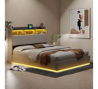 KRYZOR Letto Imbottito Matrimoniale 160x200 cm Con USB e Type C, testiera con a LED e spazio, Letto con Contenitore e Doghe in Legn, moderno, letto funzionale, velluto, Bianco (160x200 cm)